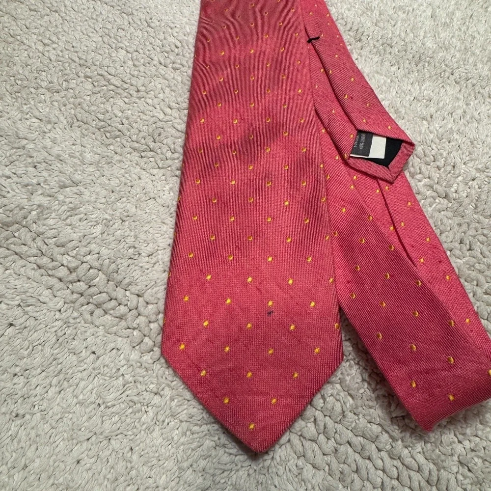Bonobos Tie Red Orange Micro Polkadot Silk Linen Blend Narrow Thin Preppy Knit